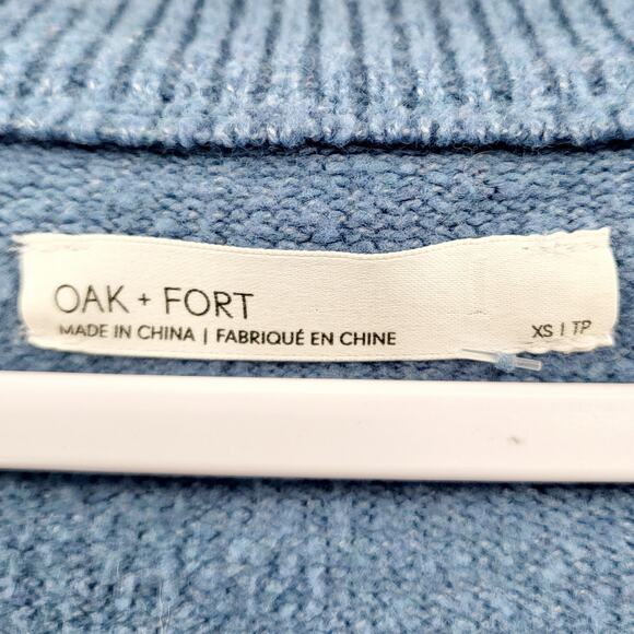 Oak + Fort Light Blue Pullover V-Neck Ribbed Detail Sweater Vest Women's Size XS - Picture 3 of 5